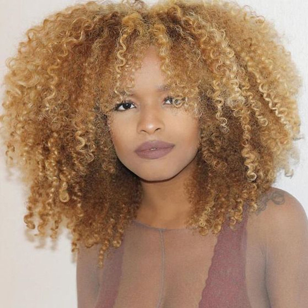 Synthetic Wigs Blonde Short Curly Hair Fashion Afro Wigs for Women African American Wigs Colors Blonde