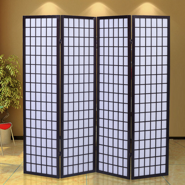 4 Panel Room Divider Screen JapaneseOriental Style Shoji Solid Wood