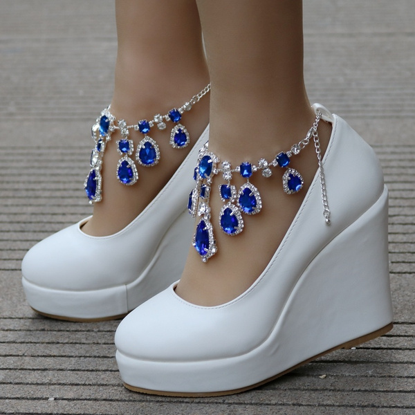 Crystal sale wedges shoes