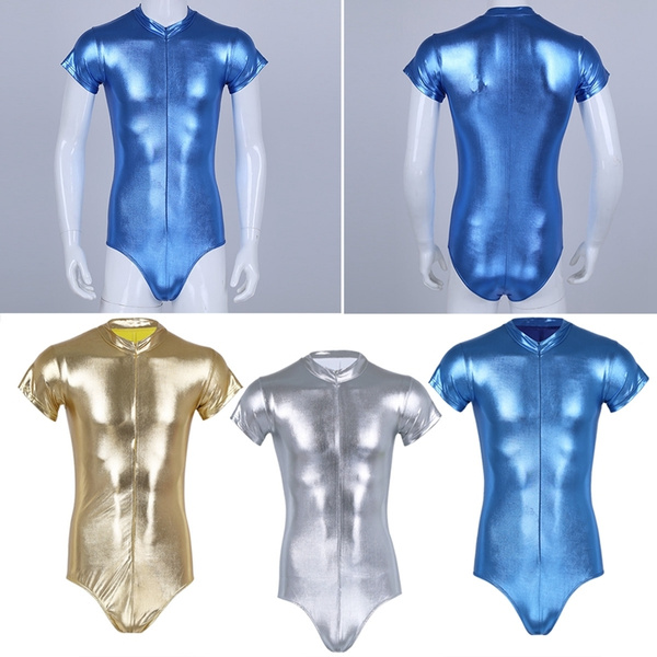 Mzkdieey Women's Wet Look Lingerie PU Leather Bodysuit Zipper