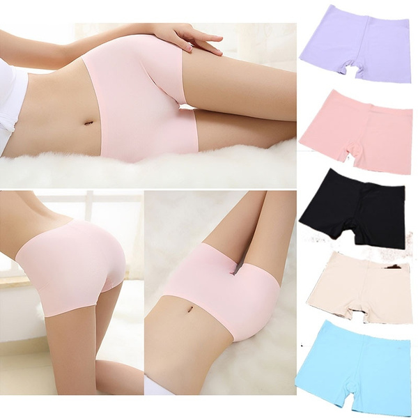 Women Underwear Short Sexy Boxer Lady Icesilk Flat Pants Head Safety Female  Panty Seamless Boxer Femme Sexy Panties Underpants