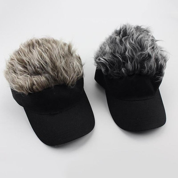 mens fake hair hats