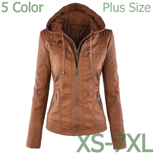 hooded leather bomber jacket womens