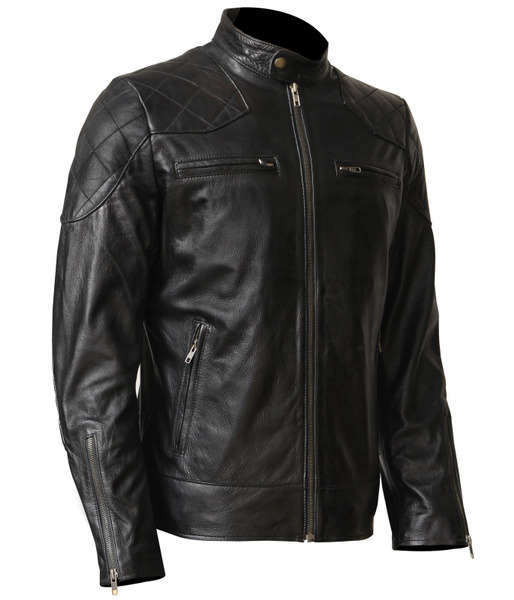 David Beckham Men Black Cowhide Motorcycle Leather Jacket | Wish