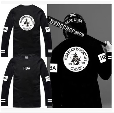 HOOD BY AIR RADIOACTIVE CLASSICS T Shirt Long Sleeve T-shirt Trendy HBA Tee  Shirt Hiphop Tshirt