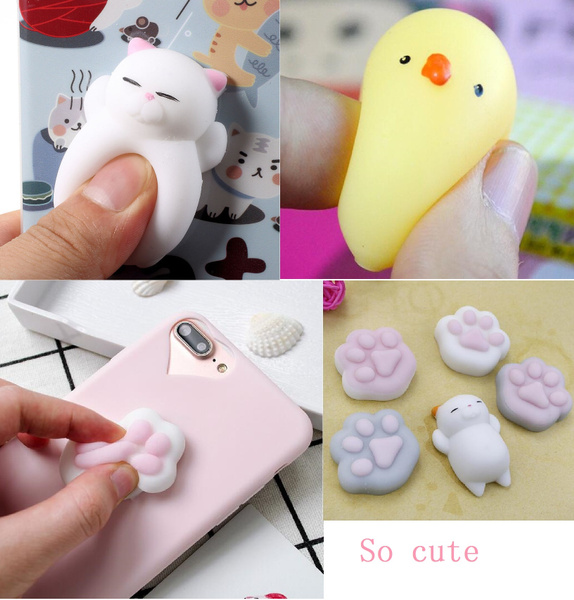 Lovely Cute 3D Soft Silicone Cat for Mobile phone shell decoration fittings Mochi Squeeze Toy Soft Press Doll Squishy