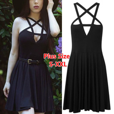 2017 Fashion Women Sexy Five-pointed Star Weave Sleeveless Dress Gothic Vintage Romantic Casual Dress