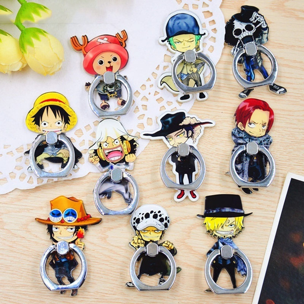 Anime One Piece Luffy Straw Hat Sanji 360 Degree Metal Finger Ring Mobile Phone Smartphone Stand Holder Wish