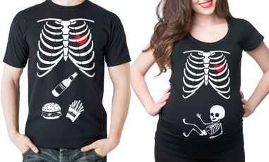 Skeleton, Shirt, Couple, Halloween