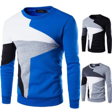 Spring New Men's Casual Long-sleeved Wind Hit The Color Stitching Hedging Sweater