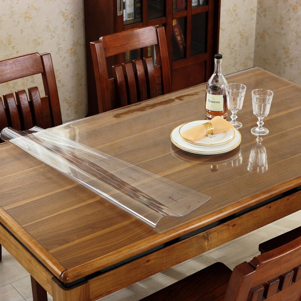 PVC Wipe Clean Transparent Tablecloth Table Protection Cover Glass Waterproof