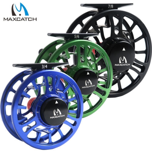 or Black CNC-Machined Aluminum Alloy Body: 3/4 5/6 Green Maxcatch Toro Series Fly Fishing Reel with Large Arbor 7/8 wt in Blue 