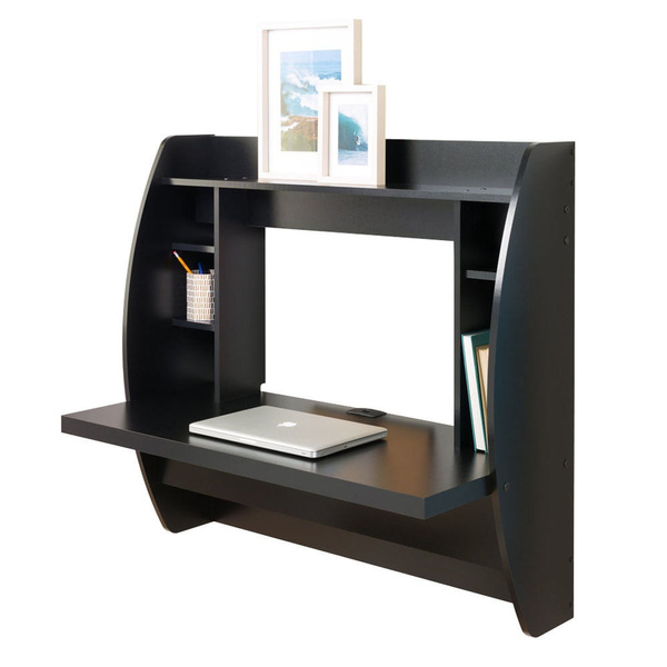 Wall Mount Computer Desk Floating Home Office Table Shelves Storage ...