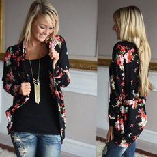 cardigan, Floral print, Outerwear, Sleeve