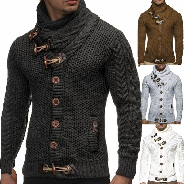 YOcheerful Men Knitwear Cardigan Knitted Coat Gilet Knit Jacket Sweater Outwear