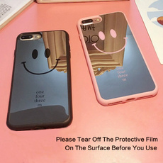 Lovely Smile Face LOGO Mirror Surface Lover Phone Case Soft Silicone Back Cover for phone 6 6plus 7 7plus(Not Include Phone Lanyard)
