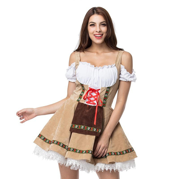 Plus Size Maid Fancy Dress Cosplay German Girl Costume Dirndl Halloween Costumes For Women Oktoberfest | Wish