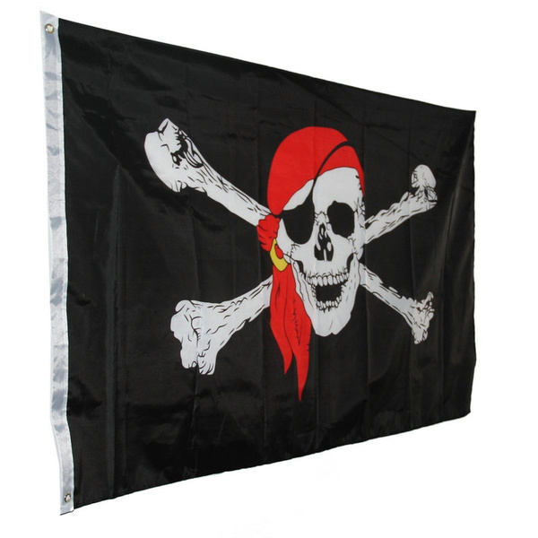 Crossbones Jolly Roger Pirate Flag Polyester Skull Decor Grommets Banner 3x5ft