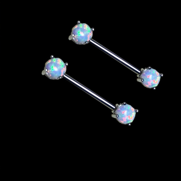 Opal Nipple Bar Barbell Ring Nipple Jewelry Piercing Surgical Steel Nipple Barbell Jewelry Nipple Ring Body Piercing Earring
