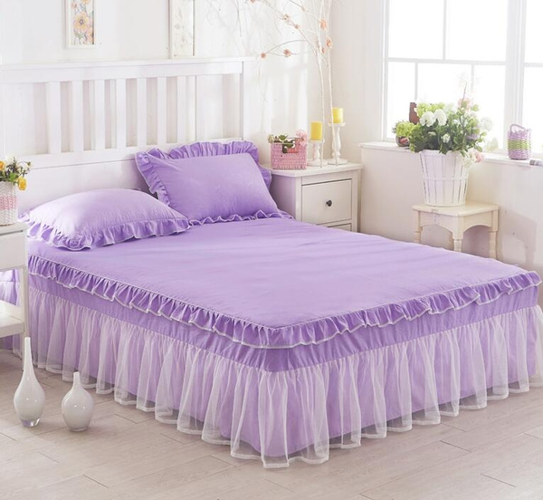 Light Purple Bedding Fitted Sheet Bed, Purple Twin Bed Skirt