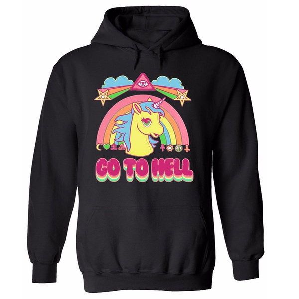 Rainbow Unicorn Go To Hell Cartoon Men Women Unisex Top Hoodie Sweatshirt |  Wish