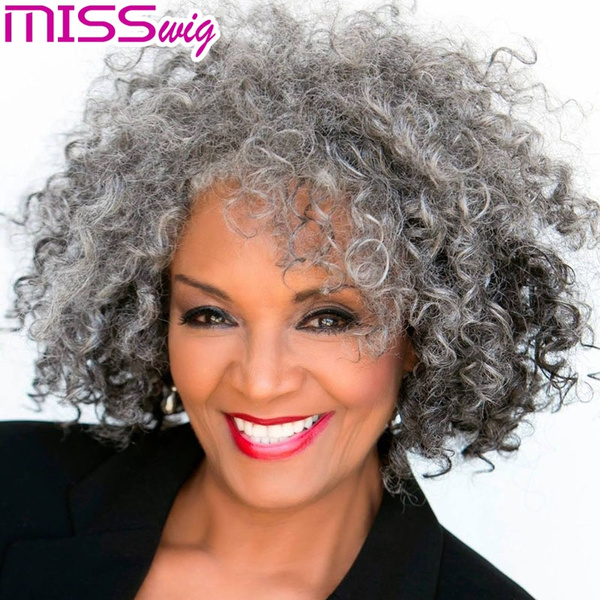 curly gray hair wigs