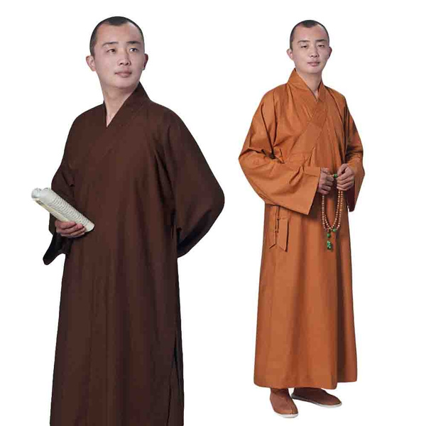 1x Long Cotton Kung Fu Shaolin Monk Robe Lay Master Zen Buddhist Meditation Gown