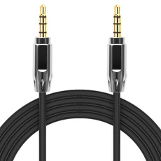 AUX Cable Nylon Braided Wire Cord Tangle-Free Durable Lines Zinc Alloy Polished Metal Connectors High Quality Car Electronics 35mm Auxiliary Cord Male To Male Stereo Audio Cables for Phone PC Headphones Beats Speaker Music Player Car Auto with Silver Plated Black 3.5mm Audio Plugs Support Microphone