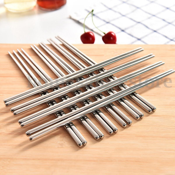 1Pair Reusable Chopsticks Metal Korean Chinese Stainless Steel Chopsticks Supply 