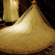 Heavy, sleeveless, bridal gown, royaltrainweddingdres
