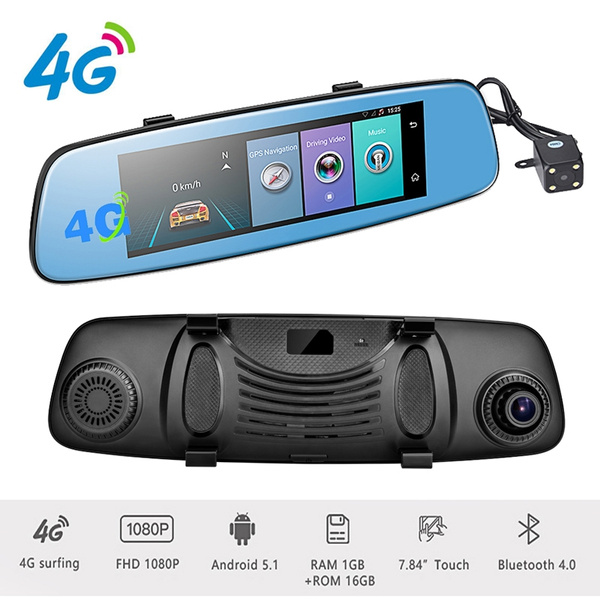 7" HD WiFi Bluetooth Car Dual Camera GPS Navigation Android DVR Video Recorder 