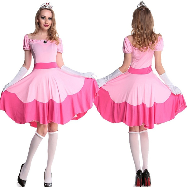 Princess Peach Short Dress Game Cosplay Women Princess Costume |