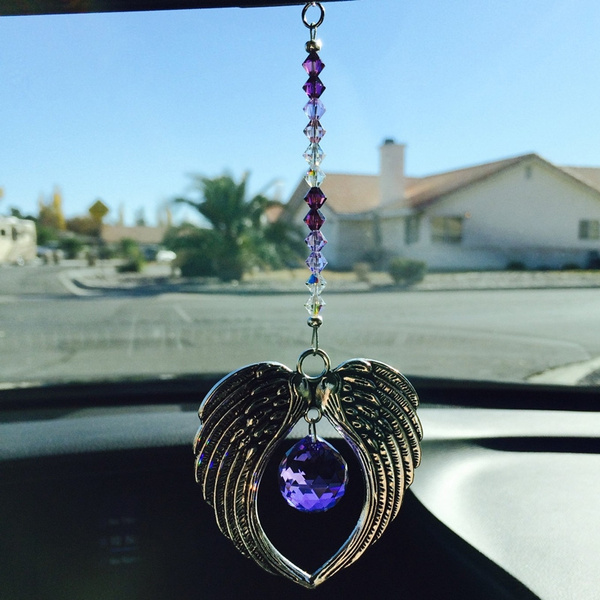 Crystal Angel Suncatcher Car Charm Set for Rear View Mirror Home Decor Pack of 3