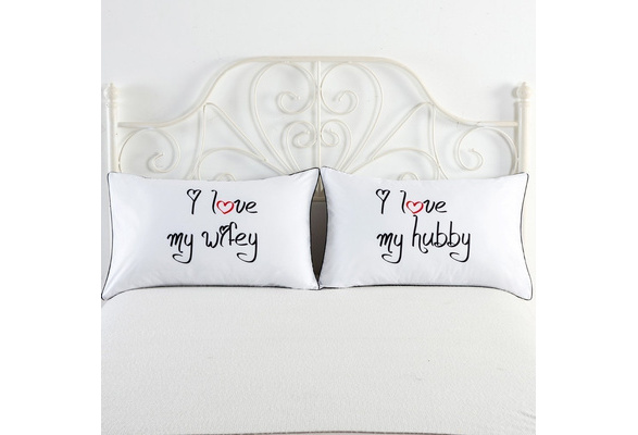 DasyFly I love my wifey and I love my hubby couples pillowcases,Wedding His and 