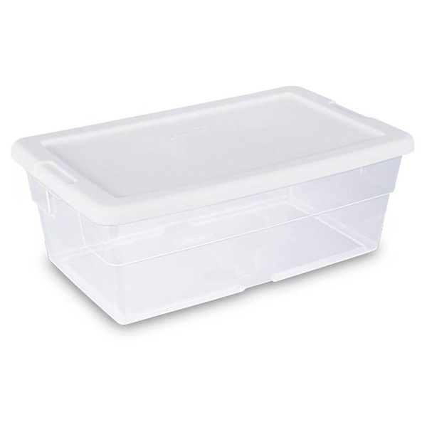 Sterilite 6 Qt. Clear Plastic Storage Box with White Lid