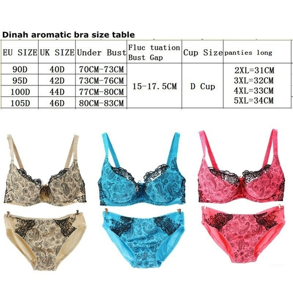 Floral Lingerie Brassiere D Cup Big Size Sexy Lace Push Up Bra Set For ...