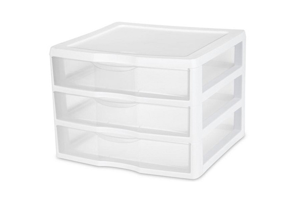 Sterilite Plastic Stackable Small 3 Drawer Storage System, White Frame, 3  Pack, 3 pack - Pay Less Super Markets