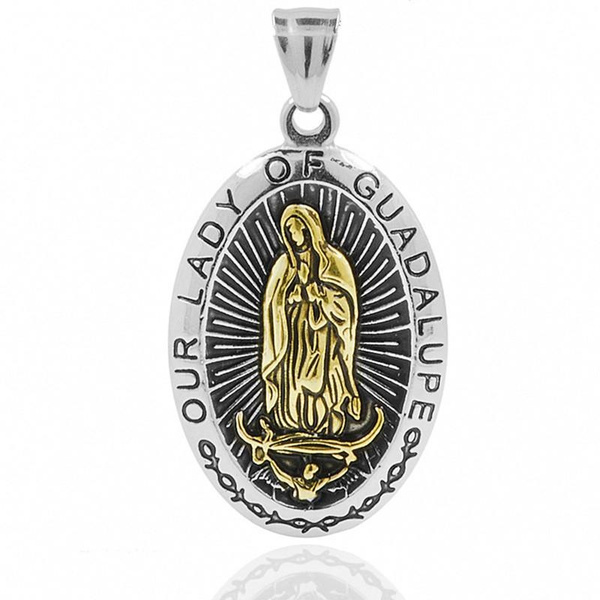 VIRGIN MARY MADONNA LARGE pendant SOLID STEEL silver 24
