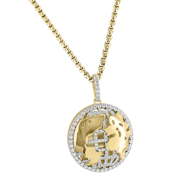 World Globe Pendant 14k Gold Finish 
