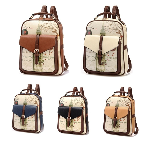 Women Leather Backpacks School Bags For Girls Travel Ladies Bagpack Large A8F7