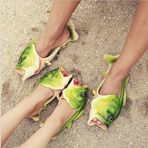 Creative Type Fish Slippers Personality Fish Sandals Bling Flip Flops Beach Wish