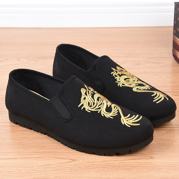 Mens New Chinese Ethnic Style Embroidered Canvas Fleeced Kung Fu Boots Shoes SUN