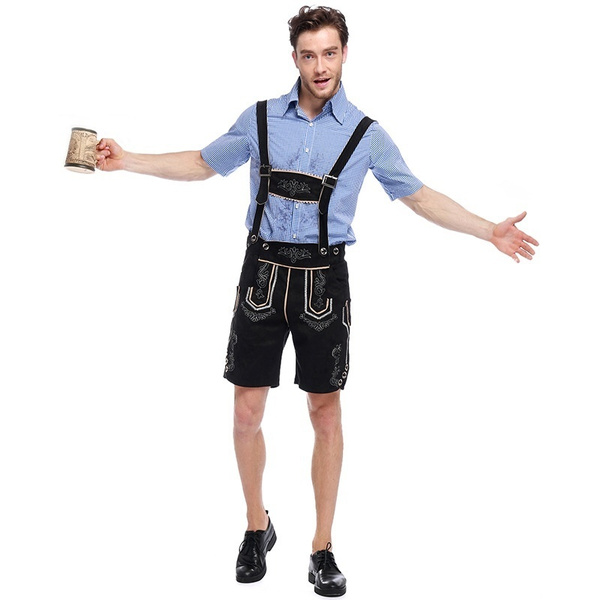 Bavarian Guy Oktoberfest Lederhosen German Beer Men Costumes Outfits Halloween 
