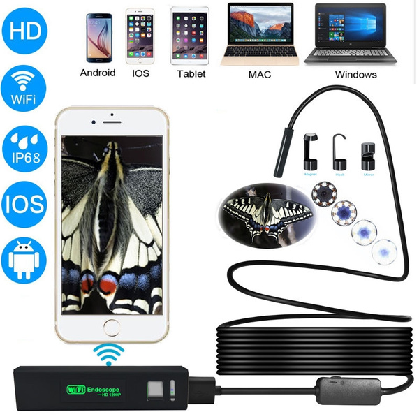 8mm Hard Tube Wifi Endoscope Camera HD 1200P Borescope for Android IPhone  IP68