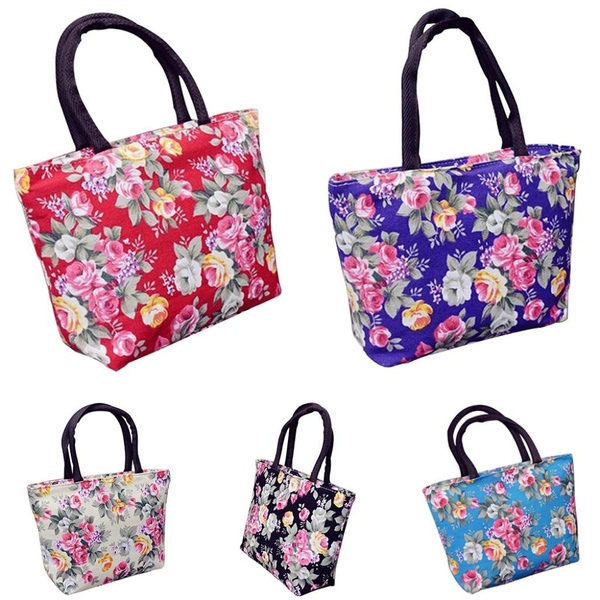 Rose Flower Women Canvas Big Capacity Shopping Handbag Tote Shoulder Bag Creativ