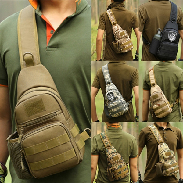 Men Camo Tactical Military Messenger Bag Cross Body Sling Shoulder Chest Outdoor 