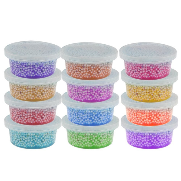 Empty 12 Pack Clear Plastic Slime Storage Favor Jars Wide-mouth Plastic