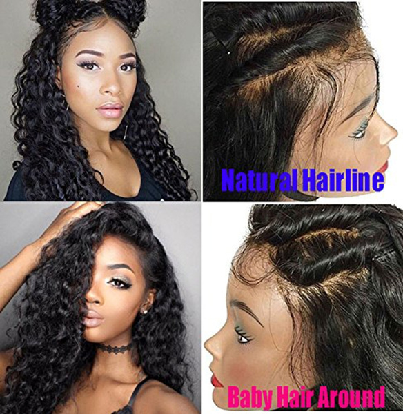 New Free Part Style Lace Front Wigs Deep Curly Wave 100 Brazilian Human Hair Wigs Glueless Full Lace Wig Pre Plucked Hairline with Baby Hair 10 24