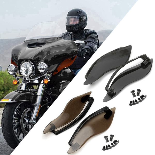 Air Deflectors Side Wings 2 Pcs Adjustable Windshield Fairing Side Cover Shield for 2014-2020 Touring Electra Street Tri Glide CVO Dark Smoke