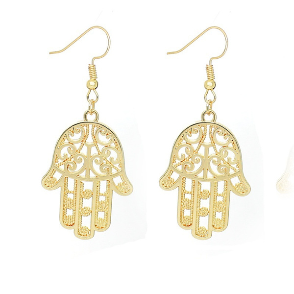 Pendientes De Gancho De Mano Gótico Fatima Hamsa Pendientes Pendientes De Gancho De Mano Gótico Fatima Hamsa Pendientes